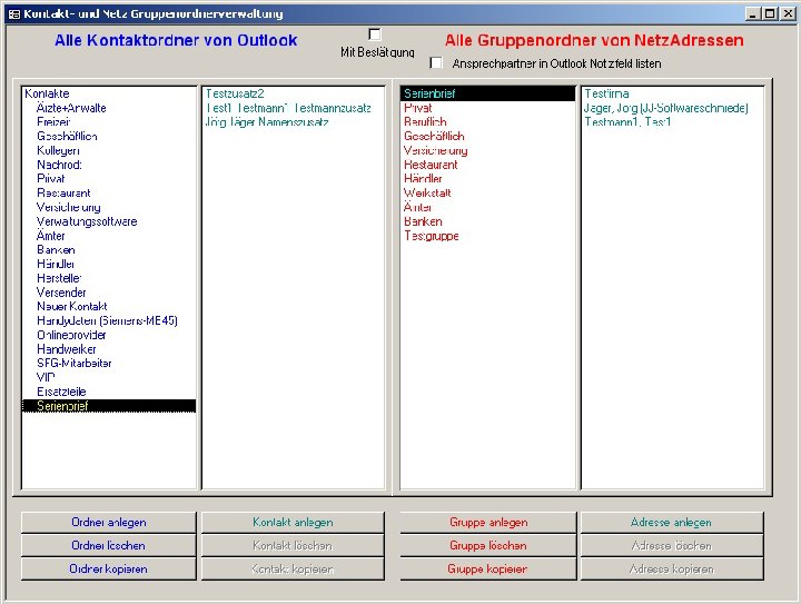 Outlookkontakte verwalten