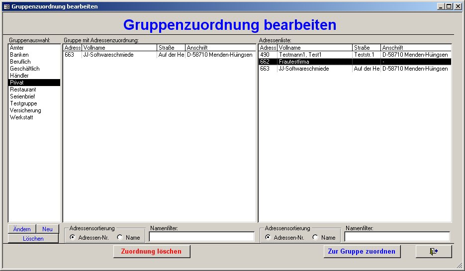 Gruppenzuordnung